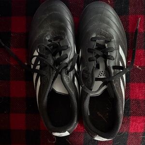 Men's Black Soccer Cleats with White Stripes